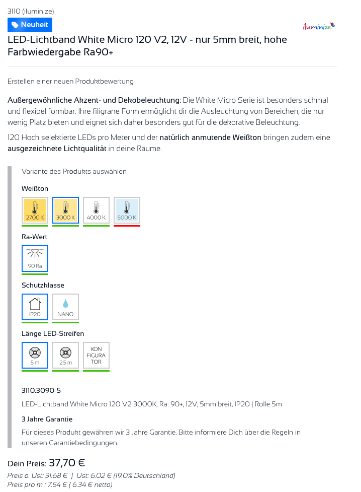 Der Aufbau einer Produktseite