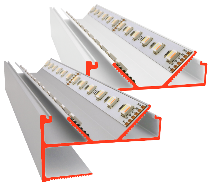 iluminize LED-Profil VTL Twin (4120) in zwei Farben für Sichtmontage und zum Einspachteln