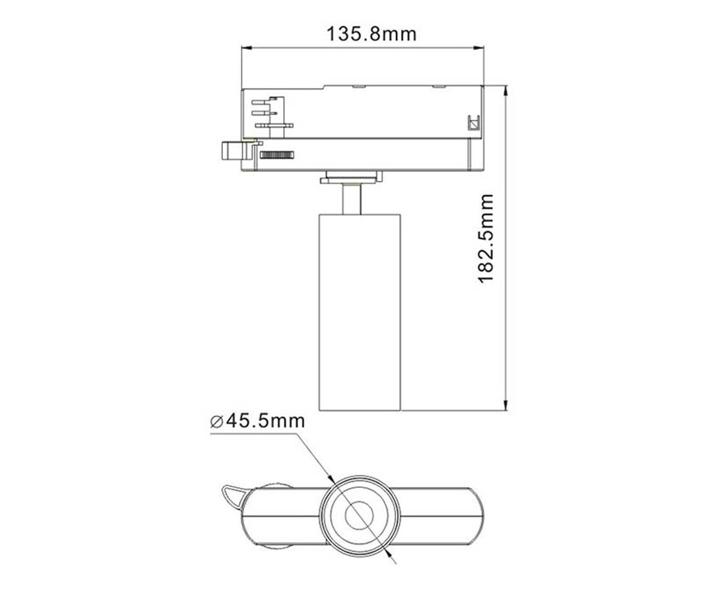 Tracklight Drum Mini COB, 3 Phasen, Triac dimmbar, rund