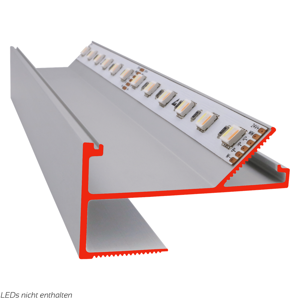 LED-Profil VTL für Vouten, Lichtbänder bis 18mm, Aufnahme für 12,5mm Gipsplatten